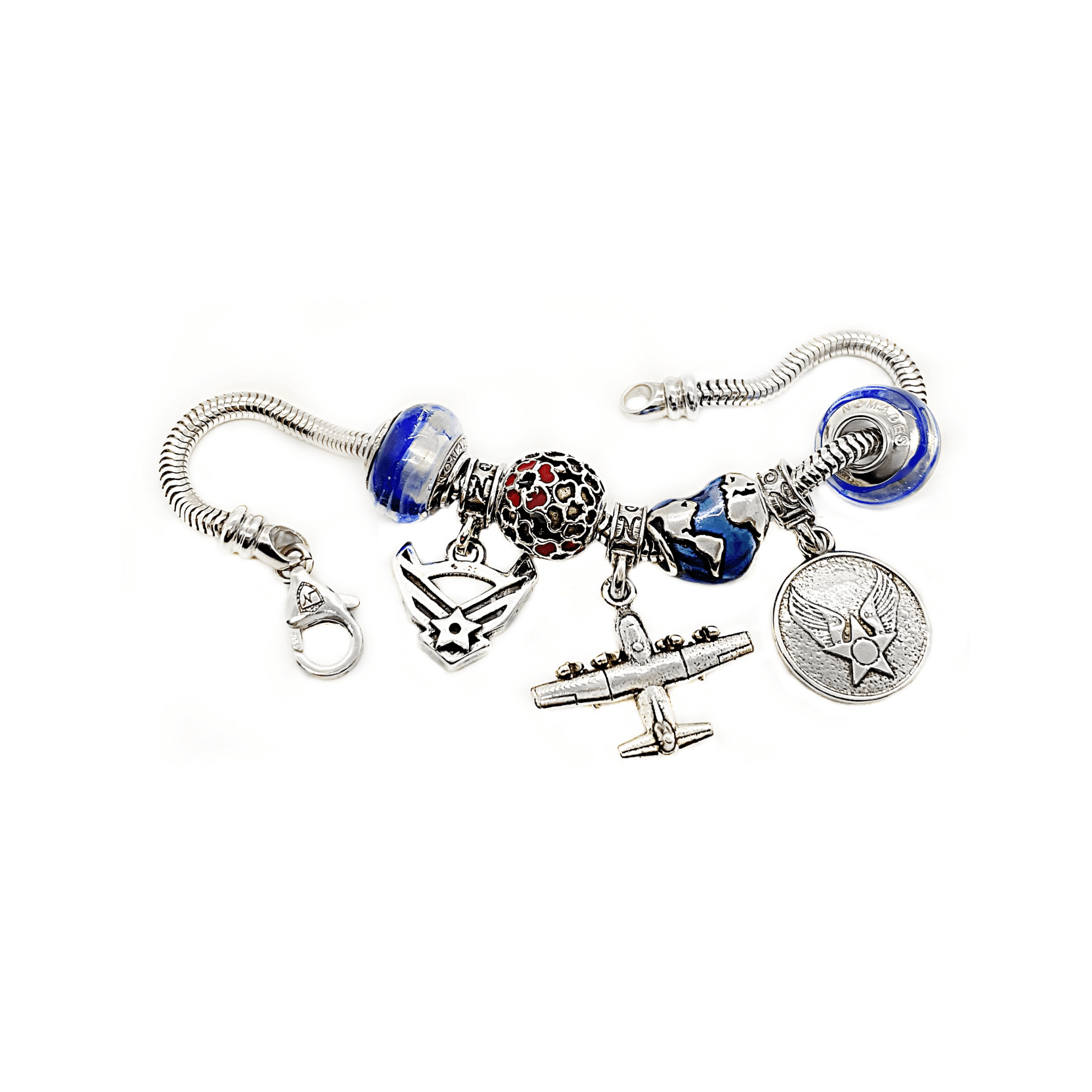 Sale! Very Cool! Military-Themed retailer Charm Bracelet - Plane, Cannon, Paratrooper, Etc.