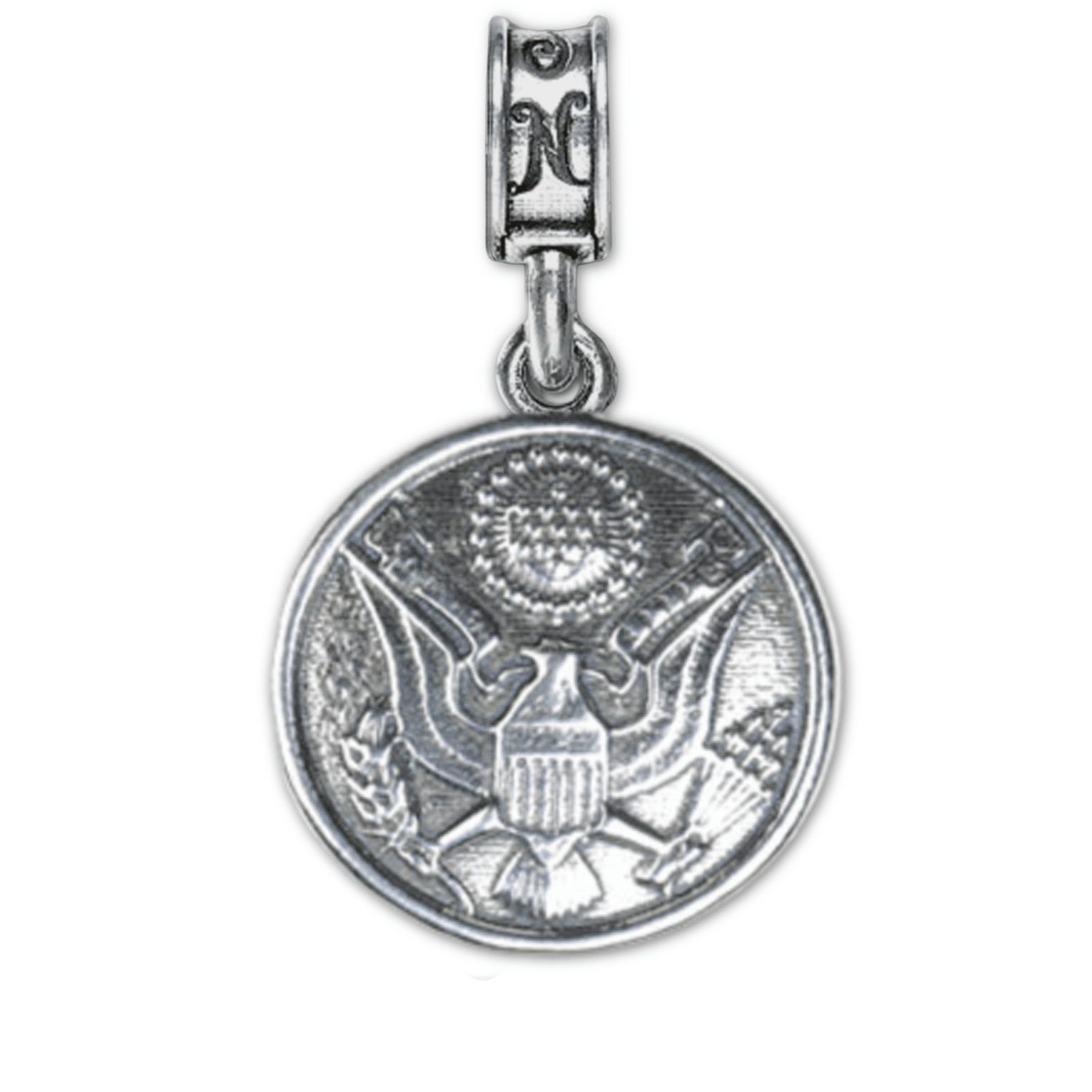 Army Silver Button Charm