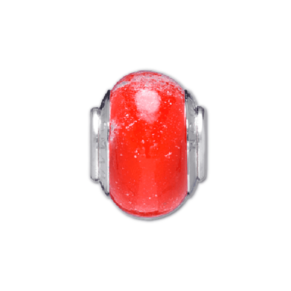 Silvered Red Glass Bead Charm