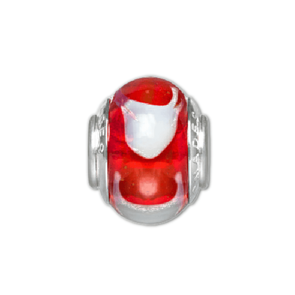 Heart Red Swirl Bead Charm