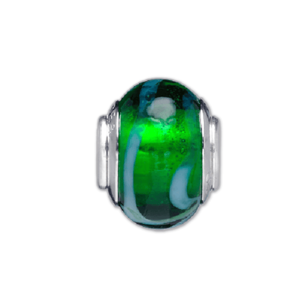 Green Tinsel Glass Bead Charm