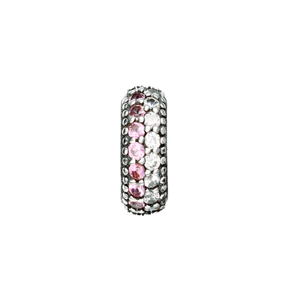 Pink/White Striped Pave Bead Charm