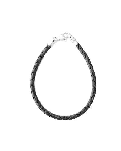 Braided Leather, Black Charm Bracelet