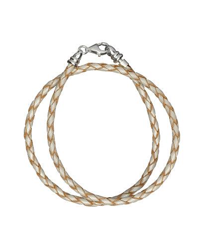 Necklace - Braided Leather, Pearl